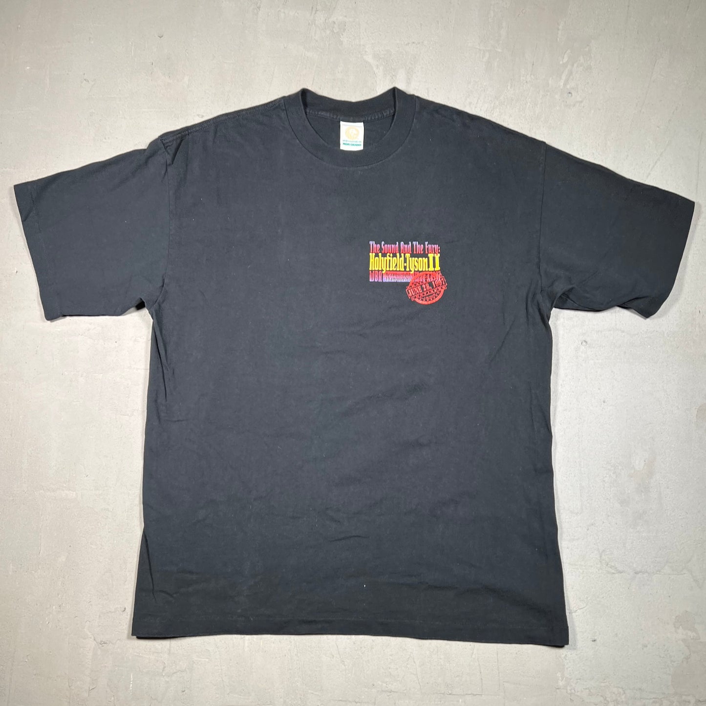 1997 MGM Grand Holyfield vs. Tyson II Boxing Black Tee Size XL USED v19517