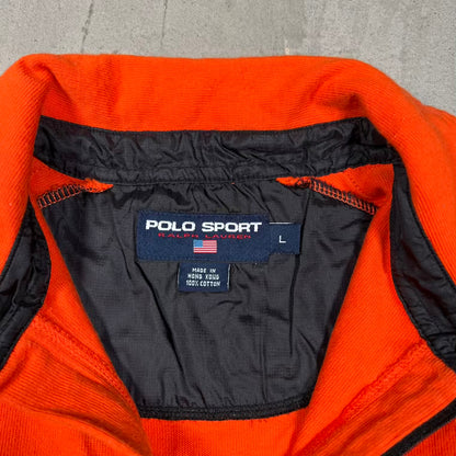 Y2K Polo Sport Raloh Lauren Half Zip Orange Longsleeve Size Large USED v20353
