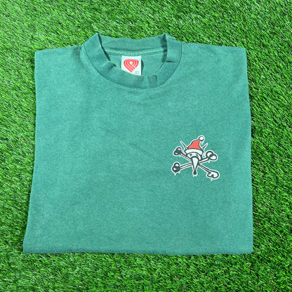 Y2K Powell Peralta Green Skeleton Santa Tee Size XL USED v16968