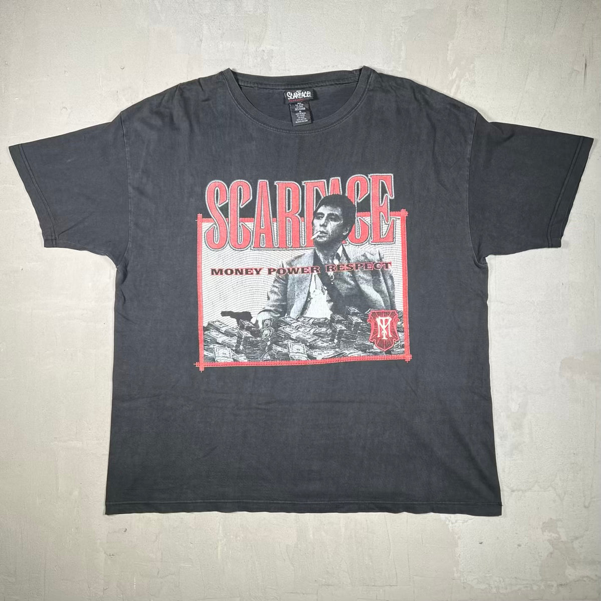 Y2K Scarface "Money Power Respect" Black Tee Size XL USED v20306