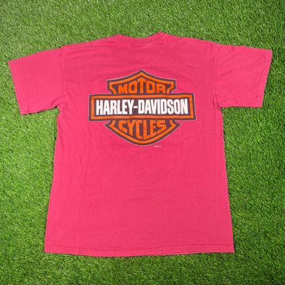 1996 Harley Davidson Magenta "Razor Sharp" Eagle Tee Size Large USED v17582