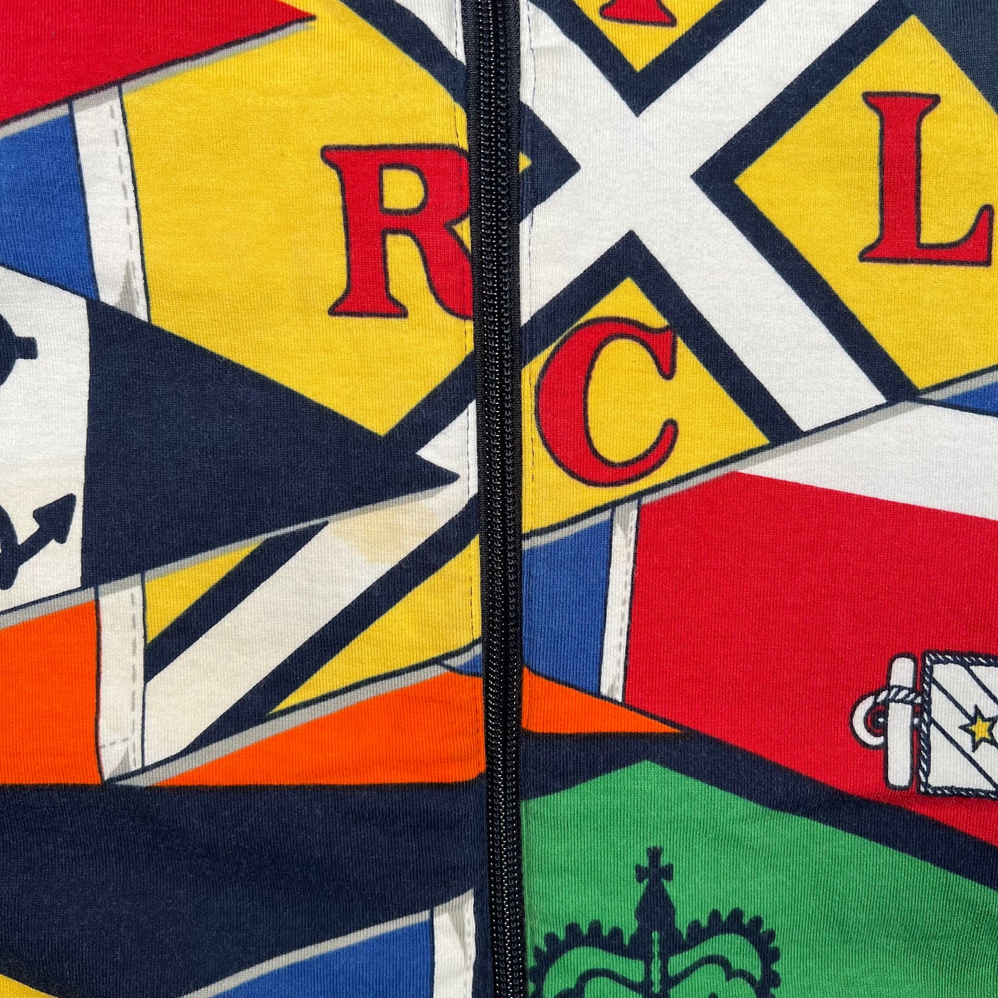 Polo Ralph Lauren Flag Half AOP Crest Zip Up Size XL USED v18942