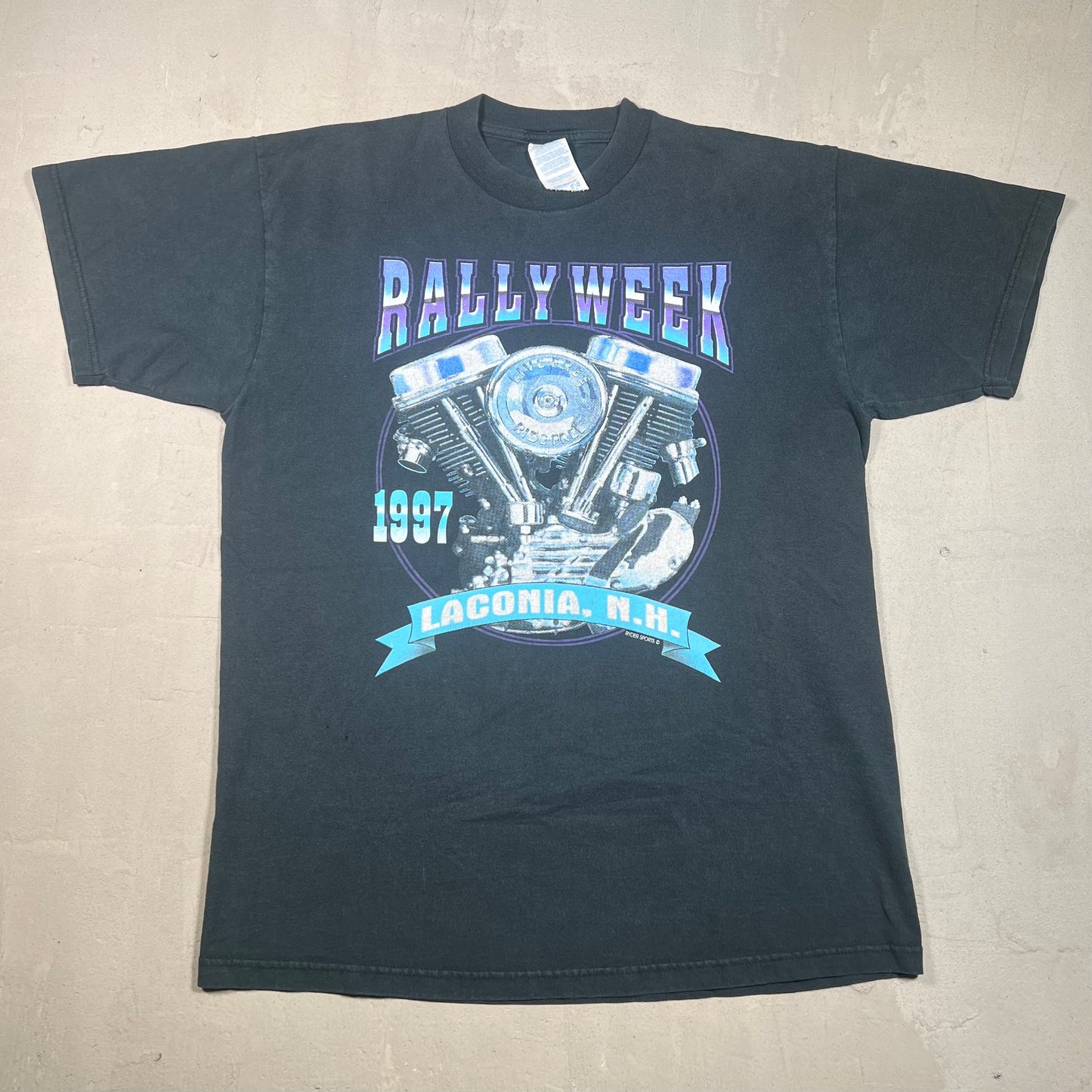 1997 Laconia "Rally Week" Black Biker Tee Size Large USED v19193