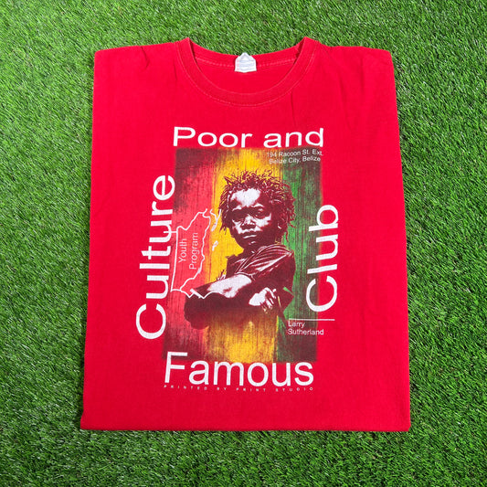 Poor and Famous Culture Club Red Tee Size XL USED v17828