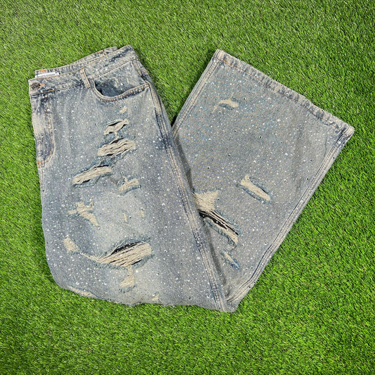 Vale Rhinestone Thermal Lined Blue Jeans Size 38 USED x14920