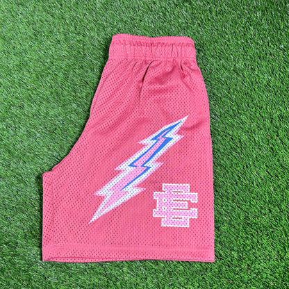 Eric Emanuel Pink Short/Pink Logo Lightning Bolts Size Large USED x14450