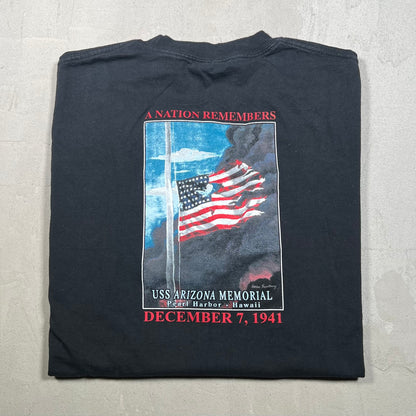 Y2K USS Arizona Memorial Oearl Harbor Black Tee Size XL USED v19264