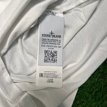 Stone Island Chest Print Logo White Tee Size XXL USED x16708