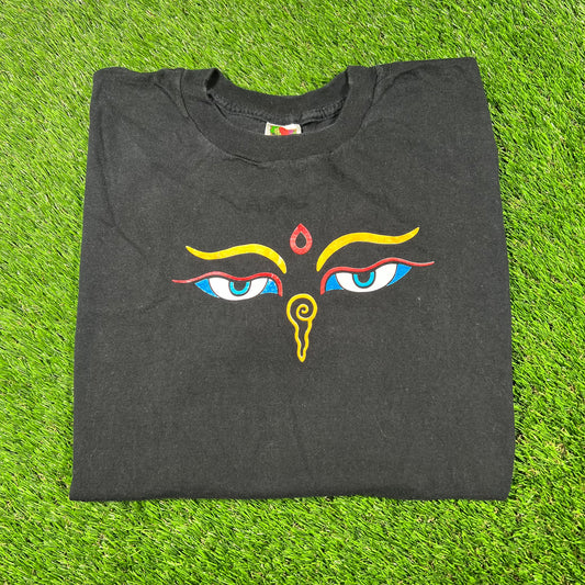 Y2K Tibet Museum Black Tee Size XL USED v16857