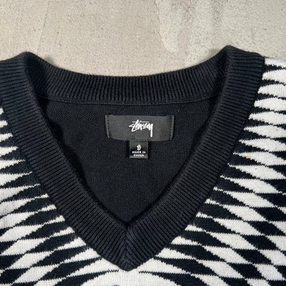 Stussy Psychedelic Checkered Sweater Vest Size Small USED x17441