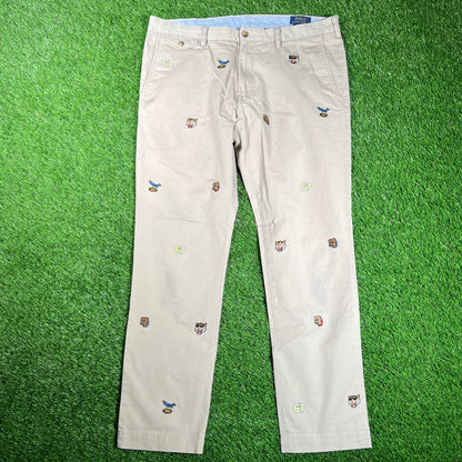 Polo Ralph Lauren Embroidered Patch Logo Khakis Size 36 USED v18191