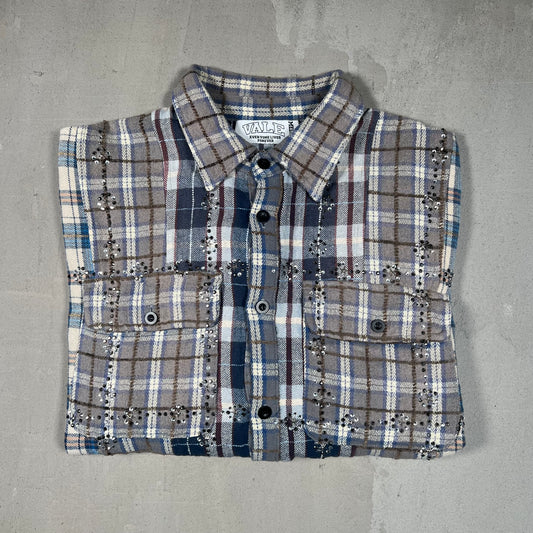 Vale Rhinestone Blue/Grey Flannel Size Medium USED x17115