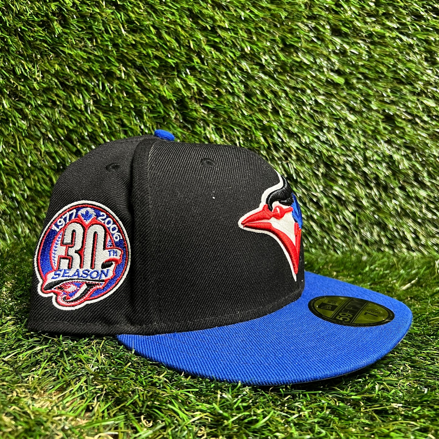New Era Toronto Blue Jays 30th Season '06 Patch Black Hat Size 7 5/8 USED v16163