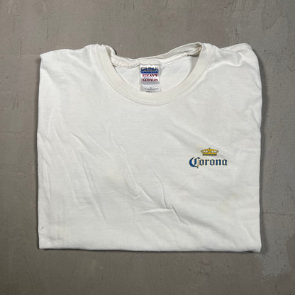Y2K Corona Cinco De Mayo White Tee Size Large USED v19204