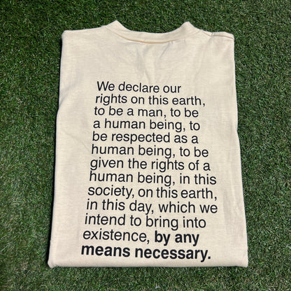 1990s Malcolm X Glitter Font Cream Tee Size Large USED v16402
