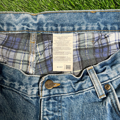 1990s Carhartt Blue Denim Blanket Lined Jeans Size 38 USED v18189