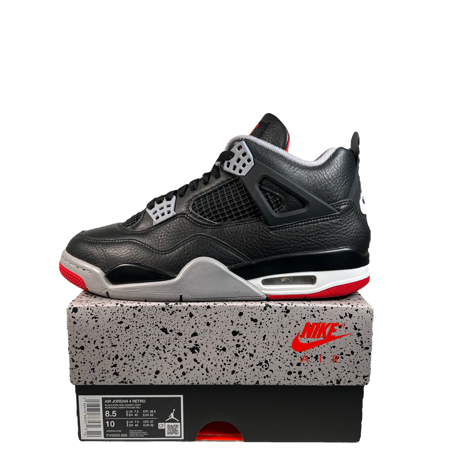 Jordan 4 Bred Reimagined (2024) Size 8.5 USED s22381