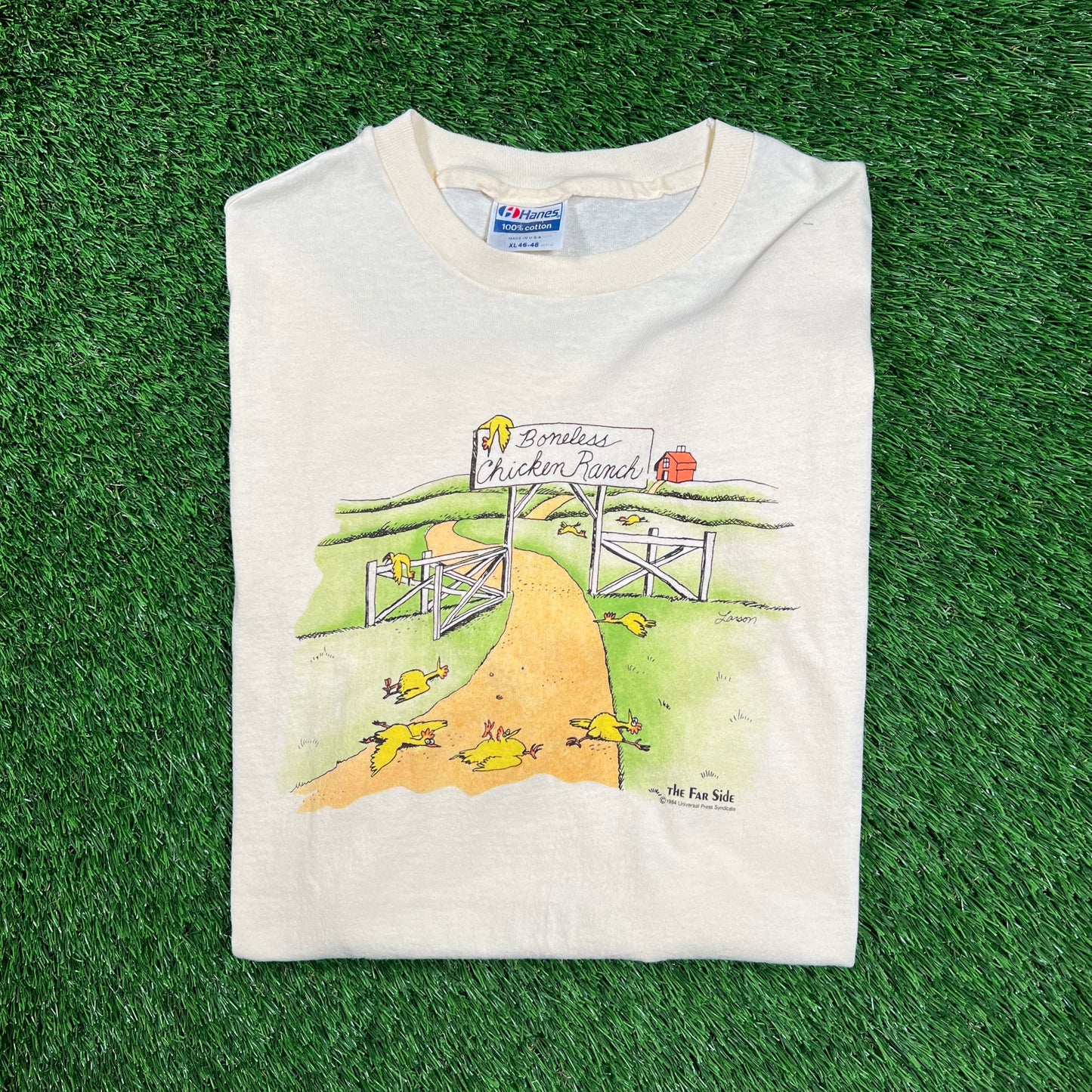 1984 Far Side Comics "Boneless Chicken" Tee Size XL USED v18436