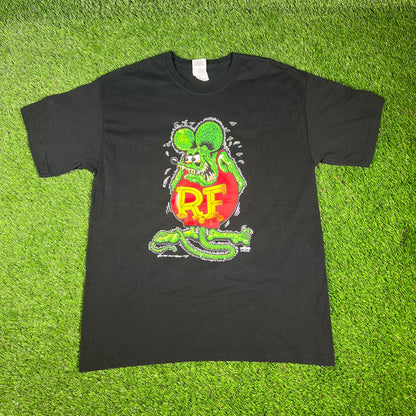 2008 Rat Fink Black Tee Size Large USED v16624
