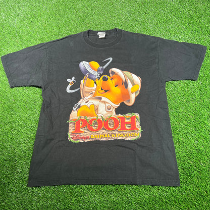 Y2K Winnie The Pooh Animal Kingdom Black Tee Size Medium USED v18042
