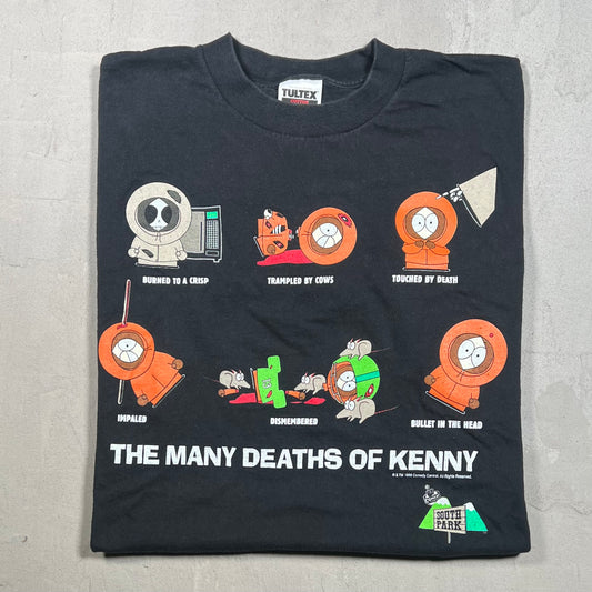 1998 South Park Many Deaths of Kenny Black Tee Size XL USED v19266