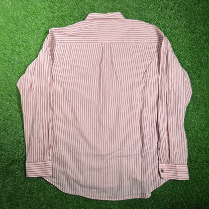 Stussy Lightweight Classic Brick Strip Button Up Shirt Size Large USED x16000
