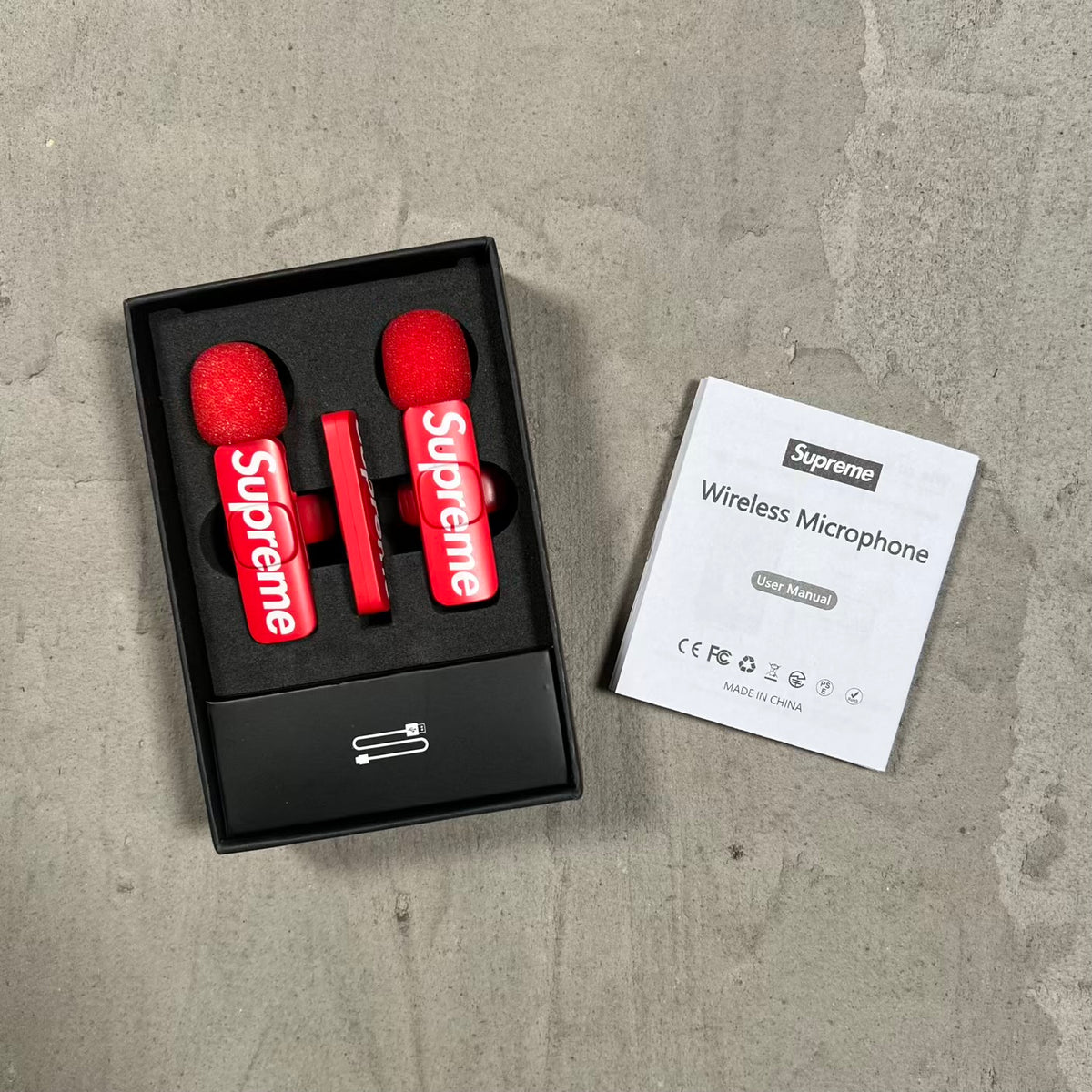 Supreme Red Mini Mics (set of 2) NEW