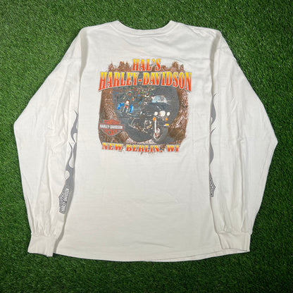2007 Harley Davidson "Hal's" White Longsleeve w/ Sleeve Hit Size XL USED v17583