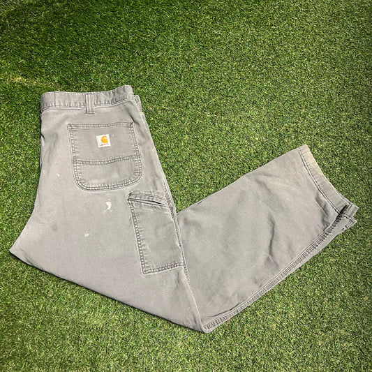 Carhartt Washed Grey Work Pants Size 40x30 USED v16374