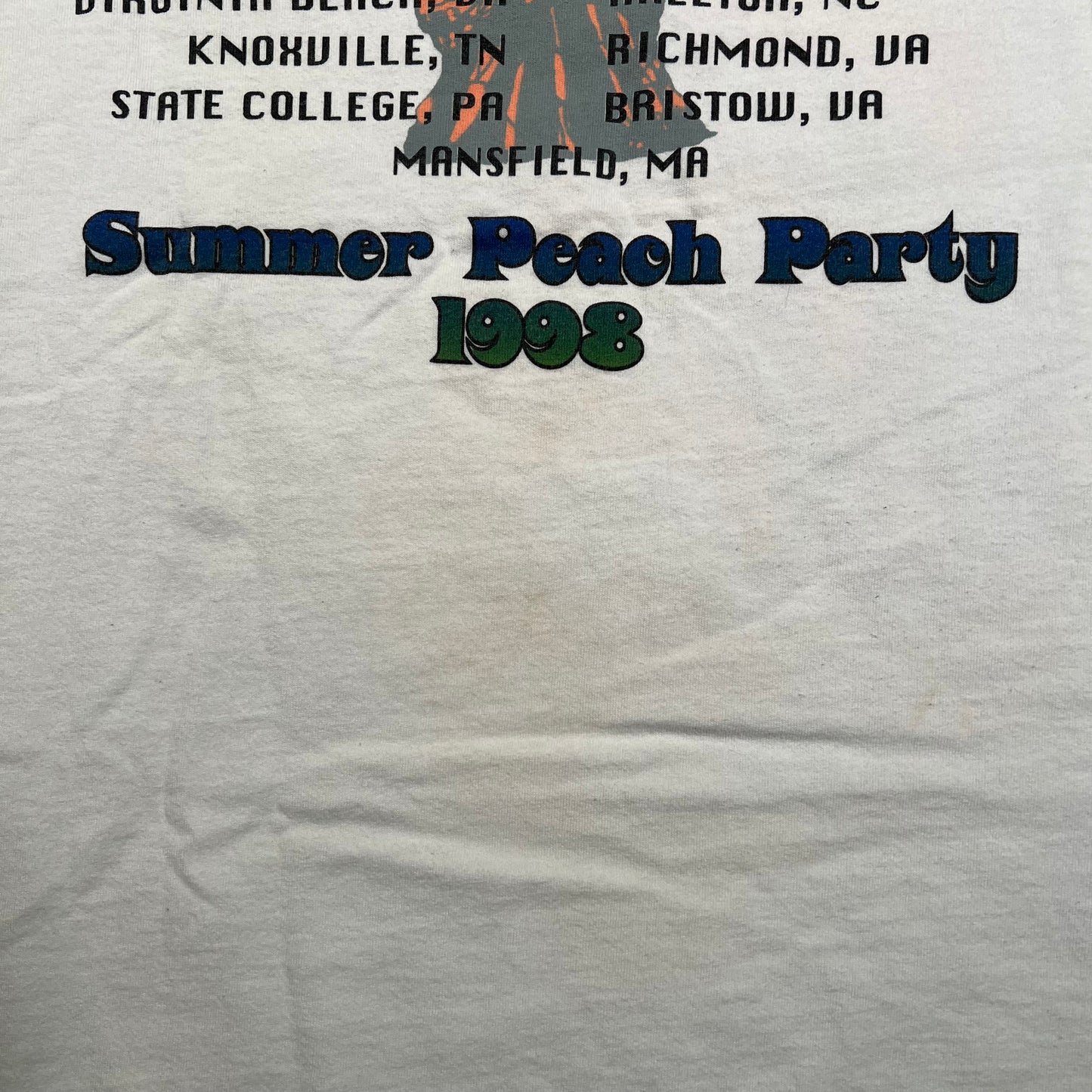 1998 Allman Brothers Band White "Summer Peach" Tour Tee Size Large USED v18439