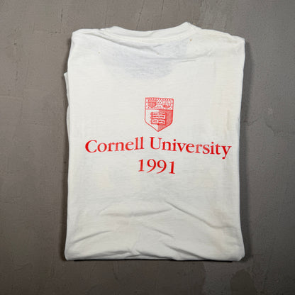 1991 Cornell University This Cost Dollar Bill White Tee Size XL USED v17966