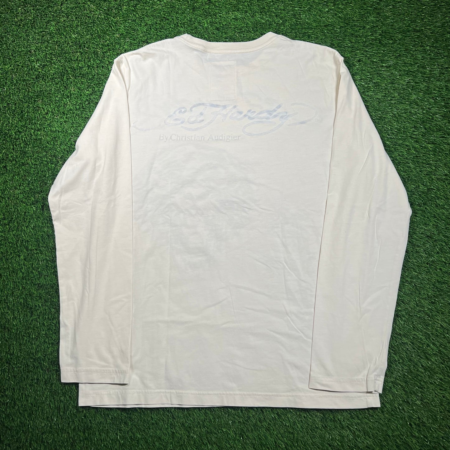 Y2K Ed Hardy White Tiger White Longsleeve Size Large USED v18680