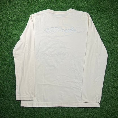 Y2K Ed Hardy White Tiger White Longsleeve Size Large USED v18680