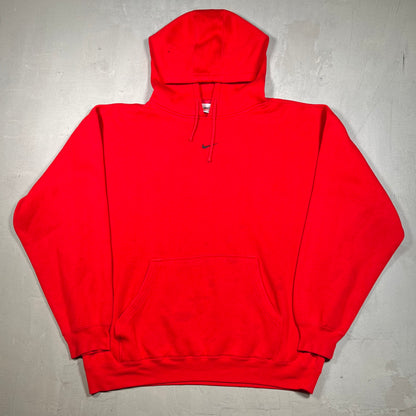 1990s Nike Center Swoosh Red Hoodie Size XL USED v18294