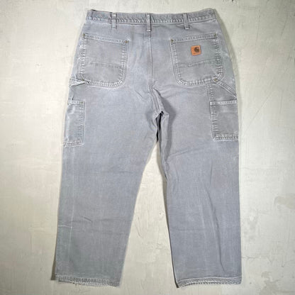 Y2K Carhartt Double Knee Workwear Grey Pants Size 36x30 USED v20334