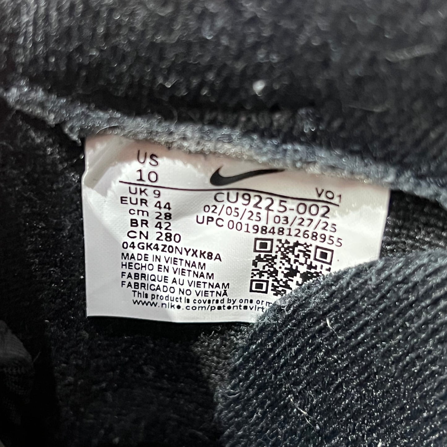 Supreme Nike Air Force 1 Black White (2025) Size 10 USED s19577