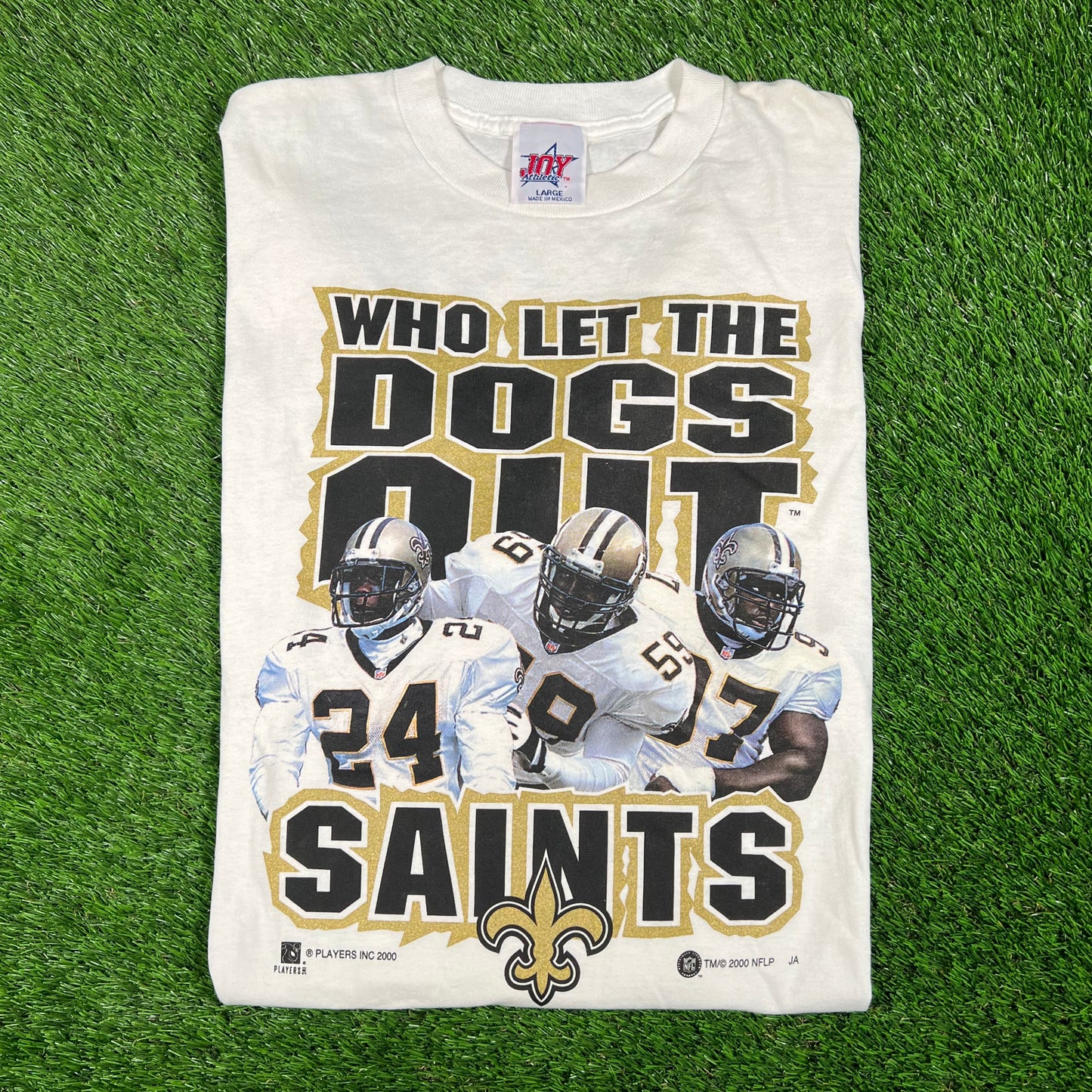 2000 Saints Who Let The Dogs Out White Longsleeve Size Large USED v18107