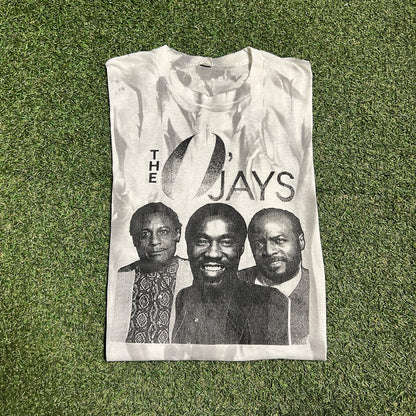 1990s The O Jays Tie Dye White Tee Size XL USED v16121