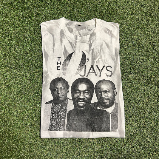 1990s The O Jays Tie Dye White Tee Size XL USED v16121
