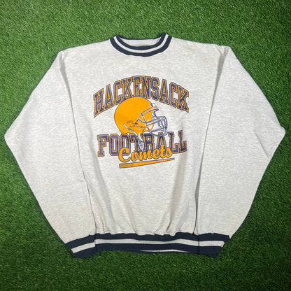 1990s Hackensack Football Comets Football Grey Crewneck Size XL USED v17509