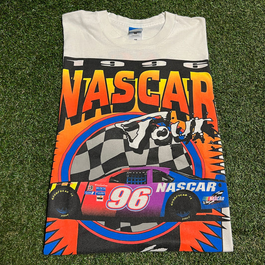 1996 Nascar Tour White Tee Size Large USED v16302