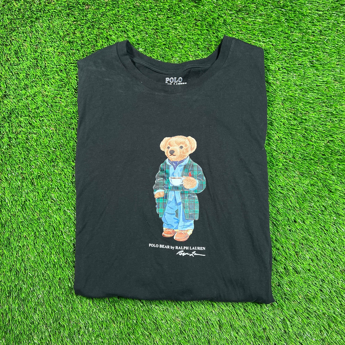 Polo Ralph Lauren Black Polo Bear Longsleeve "Lounge" Size Large USED v18542