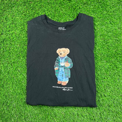 Polo Ralph Lauren Black Polo Bear Longsleeve "Lounge" Size Large USED v18542