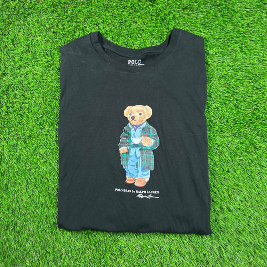 Polo Ralph Lauren Black Polo Bear Longsleeve "Lounge" Size Large USED v18542