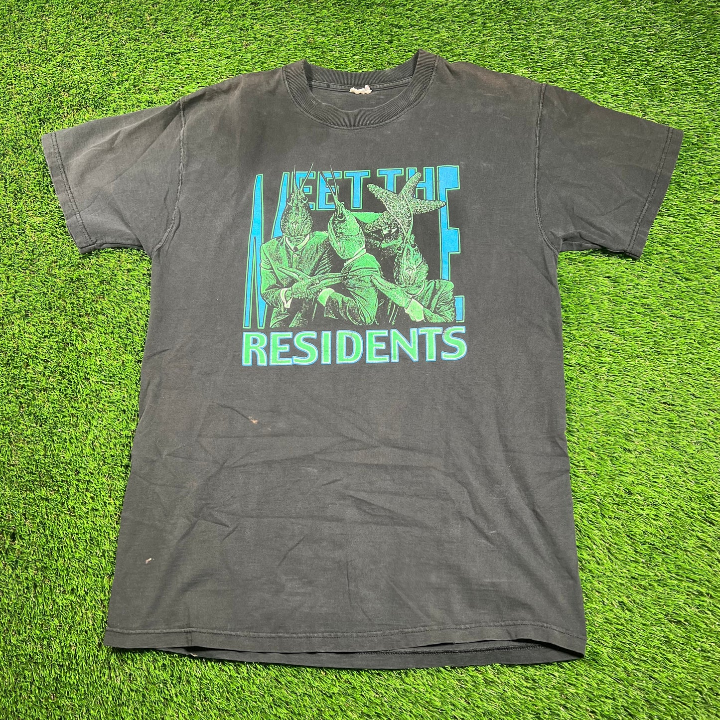 1990s "Meet the Residents" Black Jazz Band Tee Size Large USED v18275