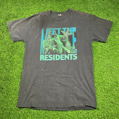 1990s "Meet the Residents" Black Jazz Band Tee Size Large USED v18275