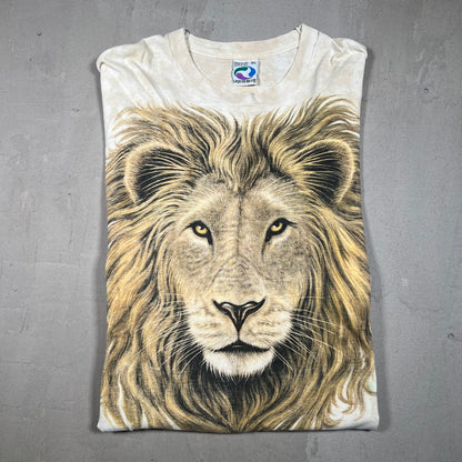 1994 liquid blue double sided lion tee beige Size XL USED v14434