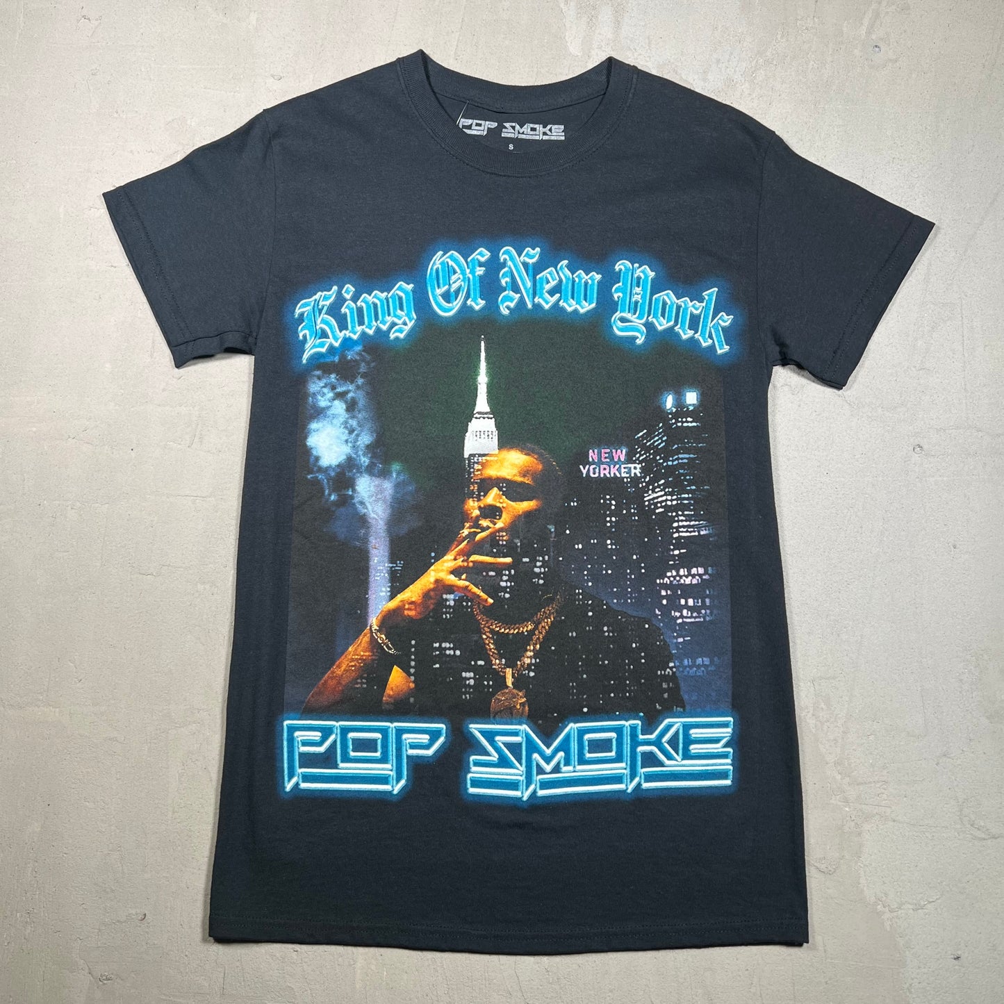 Vlone x Pop Smoke King Of NY Black Tee Size Small USED x5776
