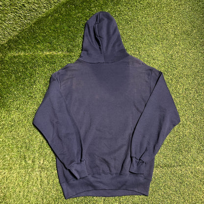 1990s Malcolm X Portrait Print Navy Blue Hoodie Size XL USED v16427