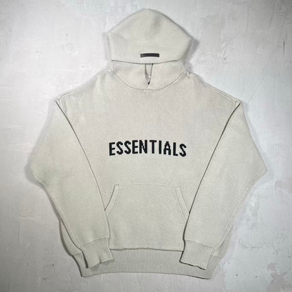 Essentials Fear of God FOG Grey Knit Hoodie Size Medium USED x18892
